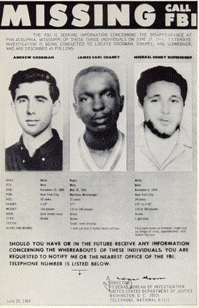 May 30 - FBI Poster of missing Civil Rights Workers